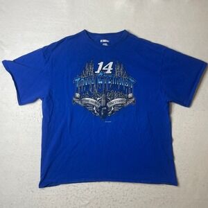 Tony Stewart 14 NASCAR Racing T Shirt Mens XXL Blue Cotton Stewart Haas‎ Racing